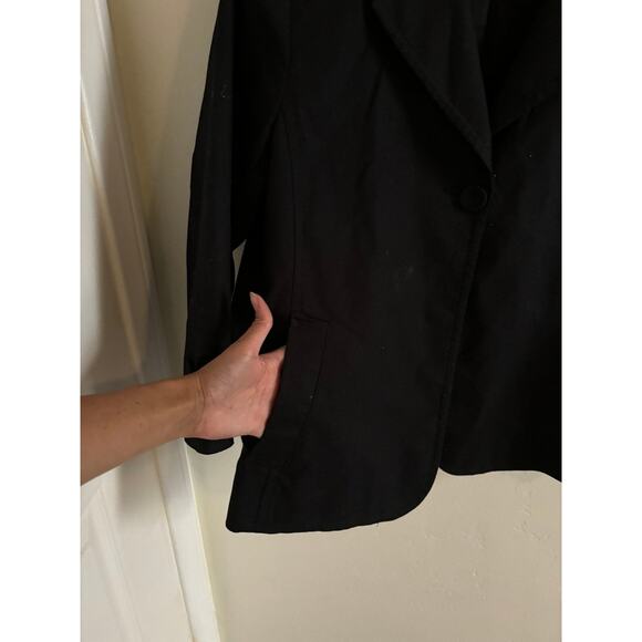 Talbots Jacket Women's 16 Black Blazer Front Button Cotton Blend Collared - Picture 4 of 7